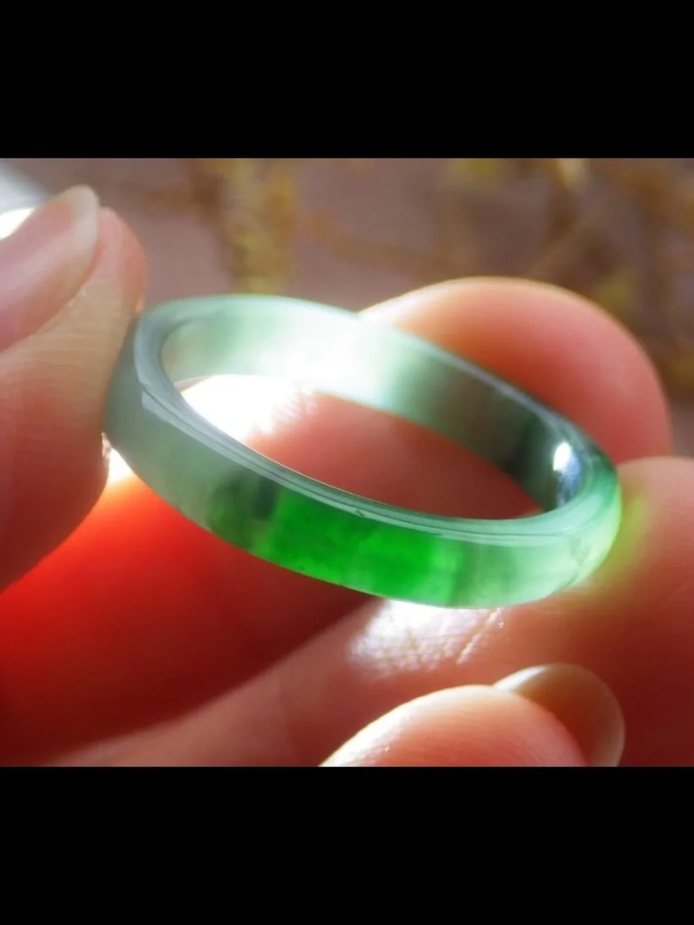 Certificate Jadeite Jewelry Jade luck Green thin Ring Size6.75